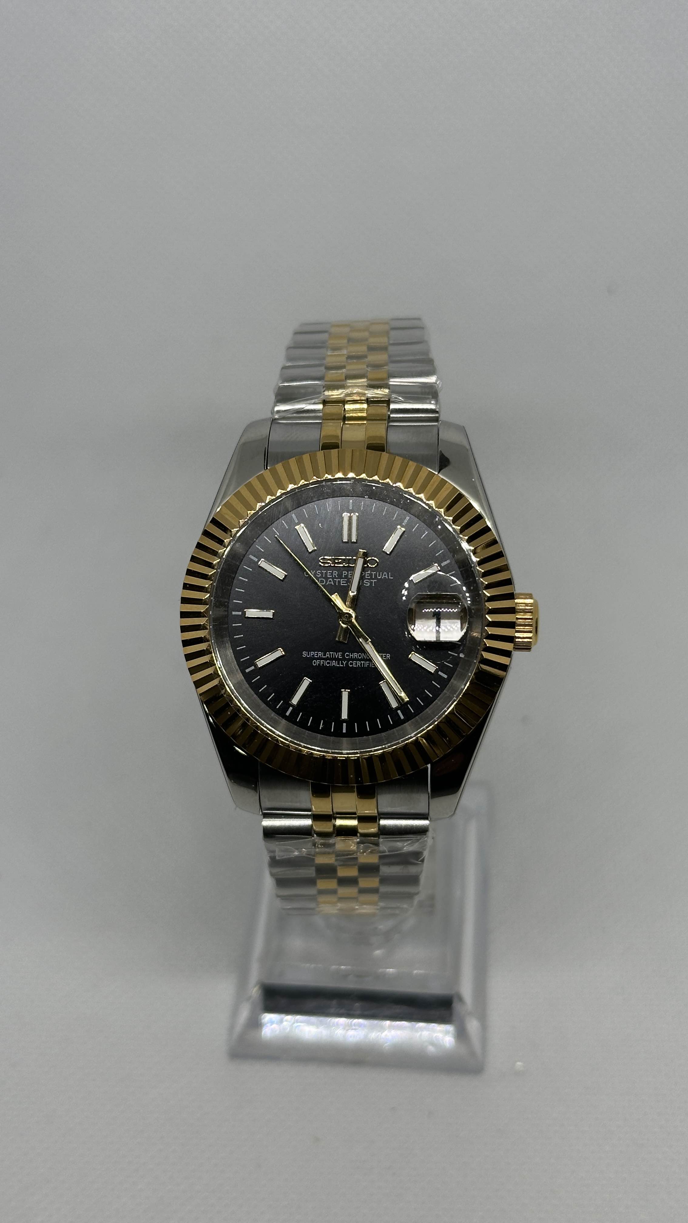 Black Datejust | Two Tone Gold