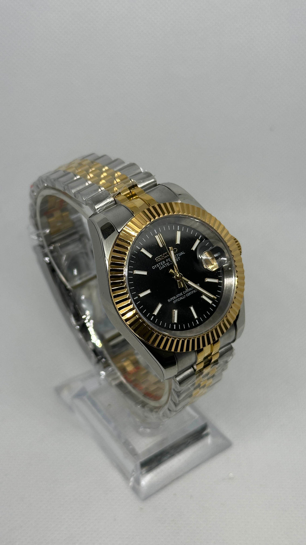 Black Datejust | Two Tone Gold